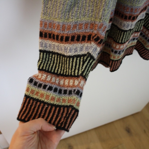 Vtg 90s cotton blend colorful pastel blk knit swea - Picture 5 of 7